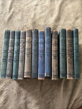 Vintage Carolyn Keene Nancy Drew Mystery Book Set - Blue/Teal Clothbound Spines